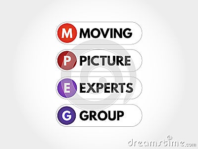 MPEG - Moving Picture Experts Group acronym, technology concept background Stock Photo