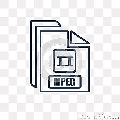Mpeg vector icon isolated on transparent background, linear Mpeg Vector Illustration