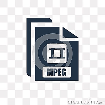 Mpeg vector icon isolated on transparent background, Mpeg trans Vector Illustration