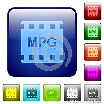 MPG movie format color square buttons Stock Photo