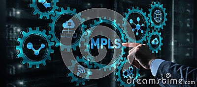 MPLS. Multiprotocol Label Switching. Routing Telecommunications Networks Concept on virtual screen Stock Photo