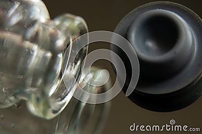 Mpty glass medicine vial closeup macro photo Stock Photo