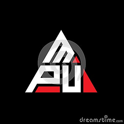 MPU triangle letter logo design with triangle shape. MPU triangle logo design monogram. MPU triangle vector logo template with red Vector Illustration