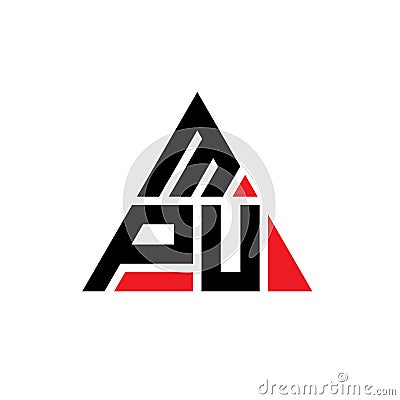 MPU triangle letter logo design with triangle shape. MPU triangle logo design monogram. MPU triangle vector logo template with red Vector Illustration