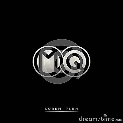 MQ initial letter linked circle capital monogram logo modern template silver color version Vector Illustration