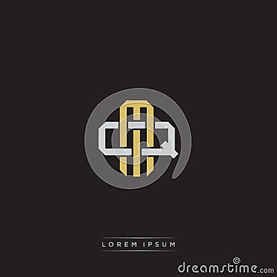 MQ Initial letter overlapping interlock logo monogram line art style Vector Illustration