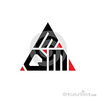 MQM triangle letter logo design with triangle shape. MQM triangle logo design monogram. MQM triangle vector logo template with red Vector Illustration