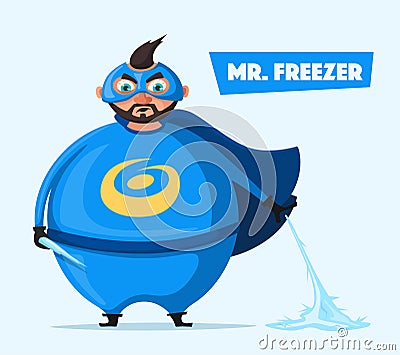 Mr. Freezer. Evil superhero. Cartoon vector illustration Vector Illustration