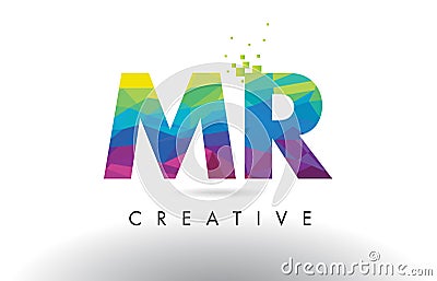 MR M R Colorful Letter Origami Triangles Design Vector. Vector Illustration