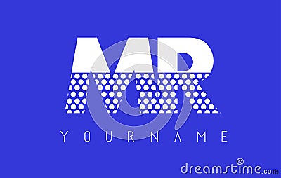 MR M R Dotted Letter Logo Design with Blue Background. Vector Illustration