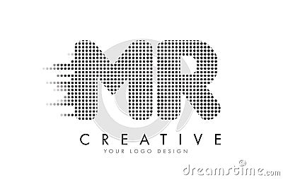 MR M R Letter Logo with Black Dots and Trails. Vector Illustration