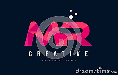 MR M R Letter Logo with Purple Low Poly Pink Triangles Concept Vector Illustration