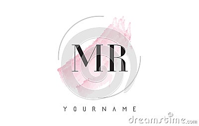 MR M R Watercolor Letter Logo Design with Circular Brush Pattern Vector Illustration