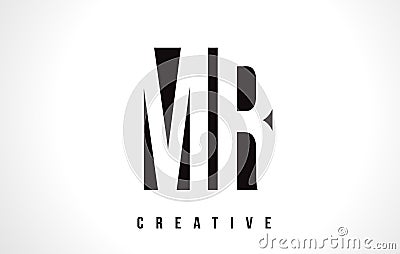 MR M R White Letter Logo Design with Black Square. Vector Illustration