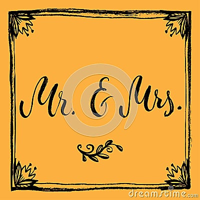 Mr & Mrs. And, ampersand symbol. Bride and groom. wedding words. Stock Photo