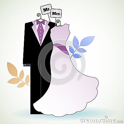 Mr and Mrs Bride and Groom Vector Illustration