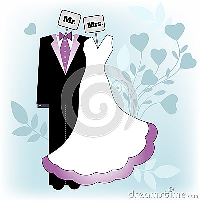 Mr and Mrs Bride and Groom Vector Illustration