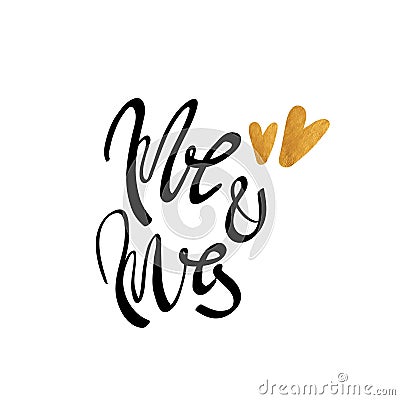 Mr and Mrs Calligraphy for design Vector Illustration
