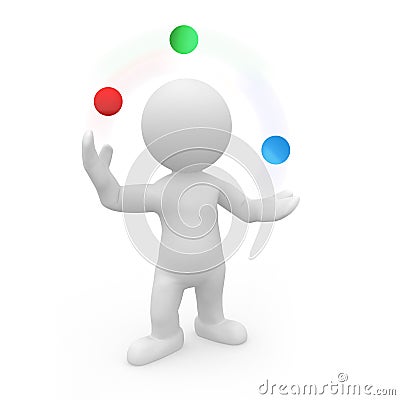 Mr. Smart Guy juggling with colored balls Stock Photo