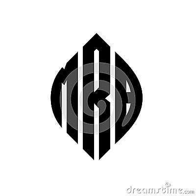 MRB circle letter logo design with circle and ellipse shape. MRB ellipse letters with typographic style. The three initials form a Vector Illustration