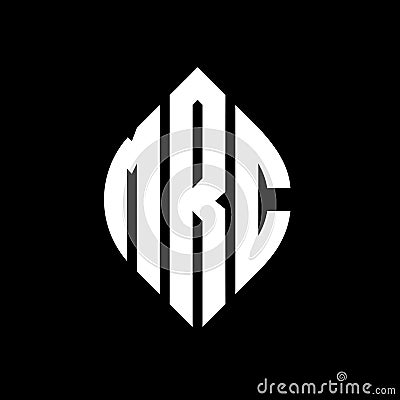 MRC circle letter logo design with circle and ellipse shape. MRC ellipse letters with typographic style. The three initials form a Vector Illustration