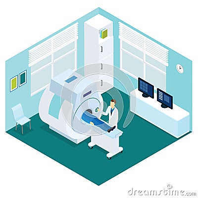MRI Diagnostic Procedure Isometric Concept Vector Illustration