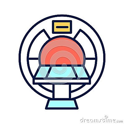MRI machine scan device line color icon. Isolated vector element. Outline pictogram for web page, mobile app, promo. Vector Illustration