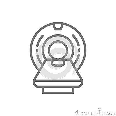 MRI scanner, magnetic resonance imaging device, medical equipment, tomography line icon. Vector Illustration