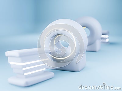 MRI SCANNER - Magnetic resonance imaging scan device in Hospital 3D rendering Stock Photo