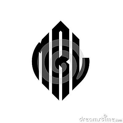 MRL circle letter logo design with circle and ellipse shape. MRL ellipse letters with typographic style. The three initials form a Vector Illustration