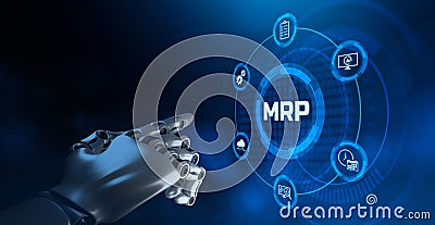 MRP Material Requirement planning Manufacturing Industry Business Process automation. Stock Photo