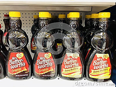 Mrs. Butterworth syrup bottles Editorial Stock Photo