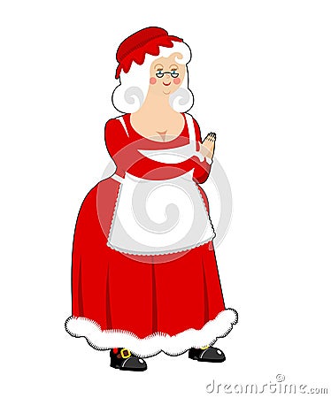 Mrs. Claus isolated. Wife of Santa Claus. Christmas woman in red Vector Illustration