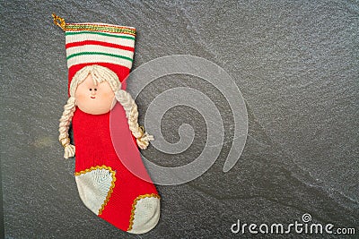 Mrs. Claus made with wool, Santa Claus, Merry Christmas Stock Photo