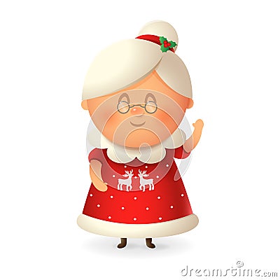 Mrs Claus - wife of Santa Claus - vector illustration isolated on transparent background Vector Illustration