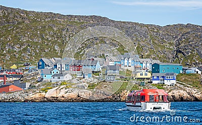 MS Fridtjof Nansen tender ferrying passengers to town of Qaqortoq, Greenland Editorial Stock Photo