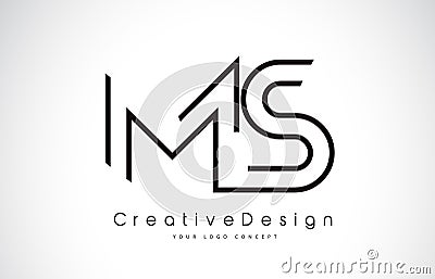 MS M S Letter Logo Design in Black Colors. Vector Illustration