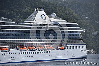 MS Riviera, an Oceania Cruise Ship Docked in Roseau, Dominica Editorial Stock Photo