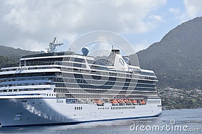 MS Riviera, an Oceania Cruise Ship Docked in Roseau, Dominica Editorial Stock Photo
