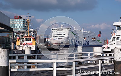 MS Stena Scandinavica, ferry boat docked in the northern German port of Kiel, ready to set sail to Gothenburg, Sweden. Editorial Stock Photo