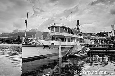 MS `Wilhelm Tell`, converted paddle steamer Editorial Stock Photo