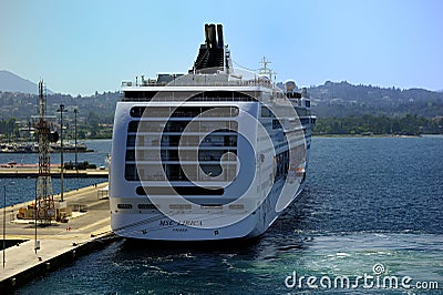 MSC Lirica alongside in the Port of Corfu Editorial Stock Photo