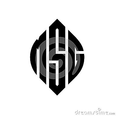MSG circle letter logo design with circle and ellipse shape. MSG ellipse letters with typographic style. The three initials form a Vector Illustration