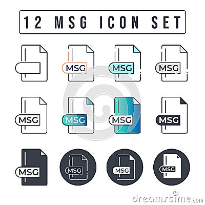 MSG File Format Icon Set. 12 MSG icon set Vector Illustration