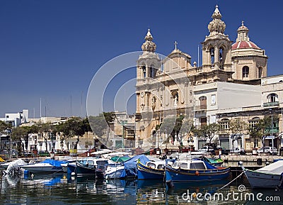 Msida Creek and Marsamxett Harbor - Valletta - Malta Editorial Stock Photo
