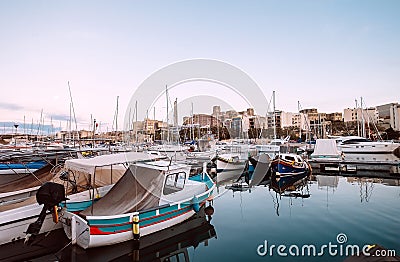 Msida, Malta - March 30, 2018: Msida yacht Marina docks near the Editorial Stock Photo