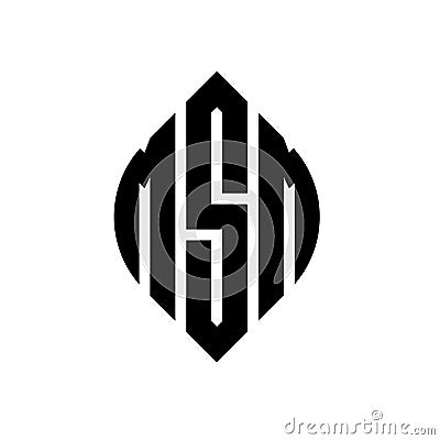 MSM circle letter logo design with circle and ellipse shape. MSM ellipse letters with typographic style. The three initials form a Vector Illustration