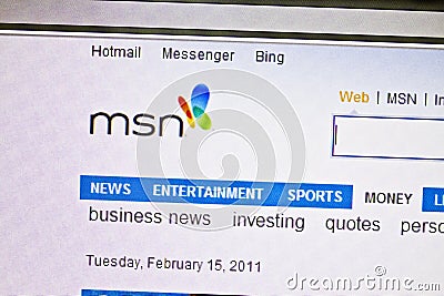 MSN website Editorial Stock Photo