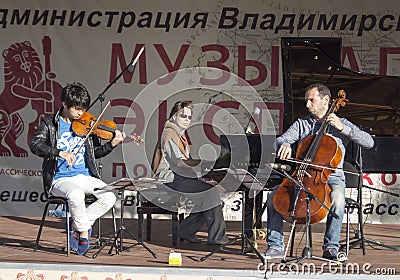 Mstyora, Russia-June 5, 2015: Concerto of the classical music on open scene in Mstyore, Russia Editorial Stock Photo