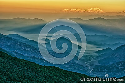 Mt. Dhaulagiri, view from Mt. Shivapuri Stock Photo